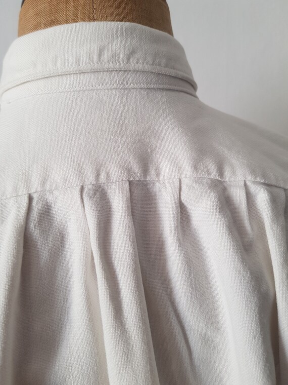 1930s Slovakian White linen shirt button collar t… - image 8