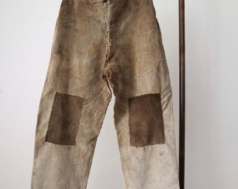 Vintage French Corduroy Chore Pants 1940s 40s Workwear V