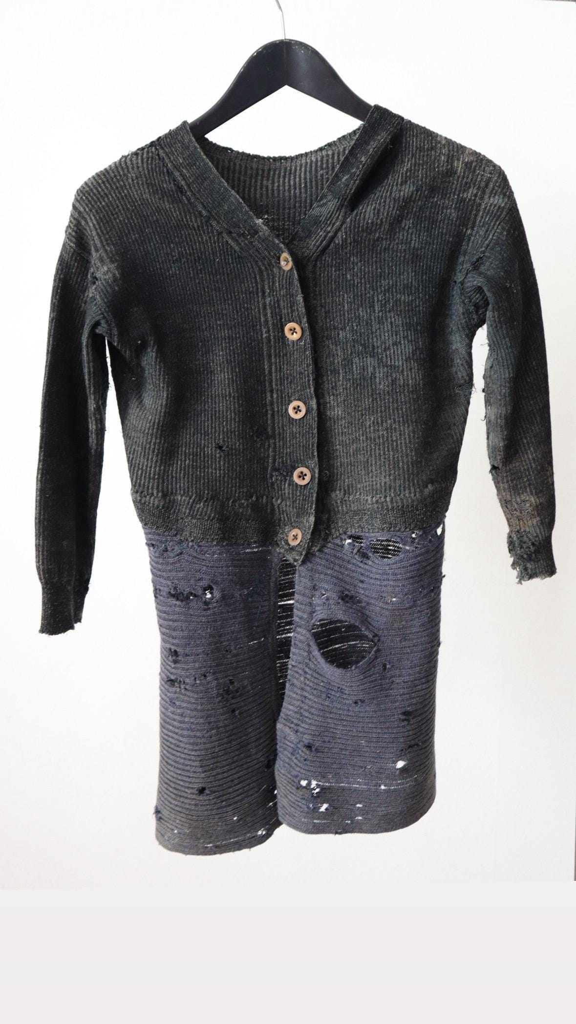 1930s German Worwear Cardigan Knit Knitwear Wrecked Holes Repairs