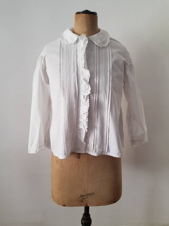 White cotton blouse with ruffles Clearance