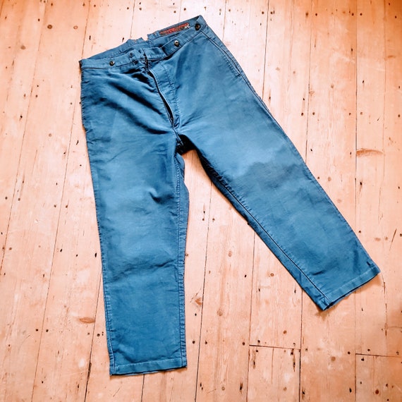 French blue moleskin workwear trousers chore pants