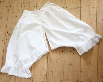 Antique French Bloomers white cotton broderie anglaise cutwork early 1900s