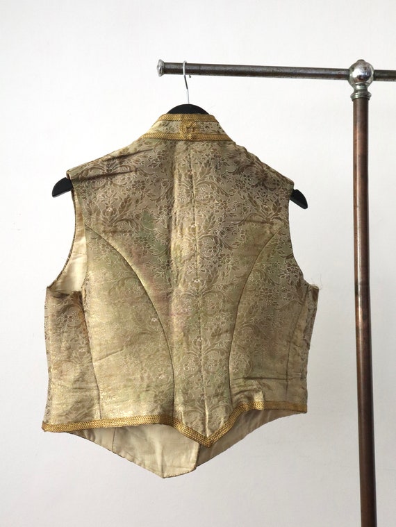 Antique 19th Century Gold Brocade Vest Metal Thre… - image 2