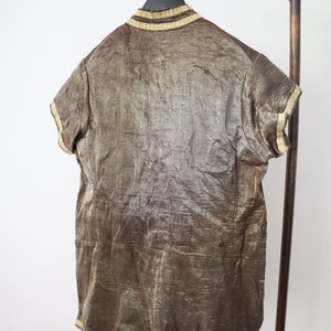 Antique Bronze Lamé Tunic Top French Opera Theatre Costume Metal Thread Chinese Style 1910s image 9