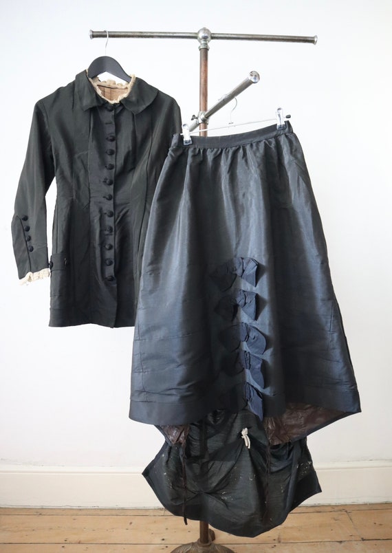 Antique French Black Silk Two Piece Outfit Costume