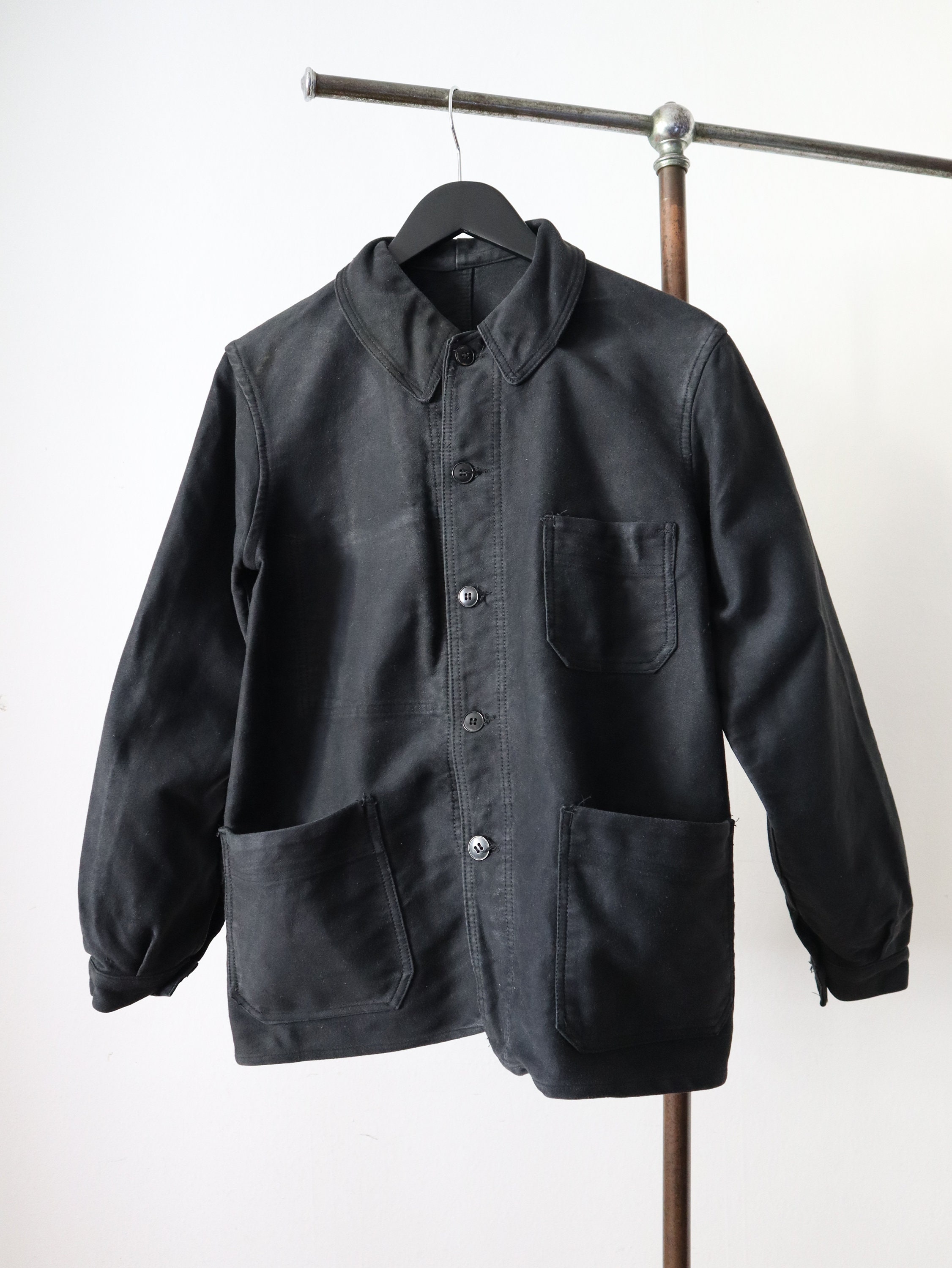 Real Vintage Search Engine 1940S French Black Moleskin Workwear Chore Jacket Coat Le Salvetat $369.49 AT vintagedancer.com