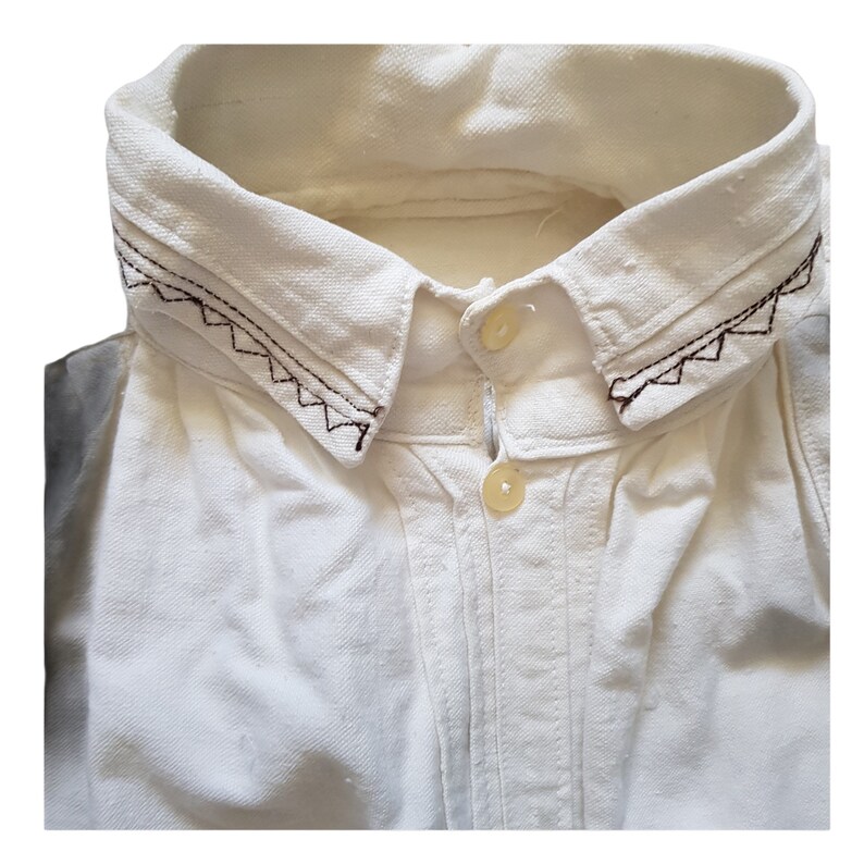 Romanian linen smock shirt Eastern European Folk Smock c. 1930s image 5