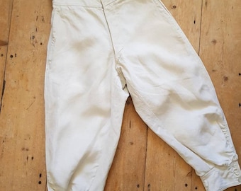 Antique French Linen Breeches White Bone Buttons Pants Trousers XS Early 1900s