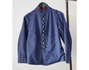 1930年代のフランス製ウールジャケット：ミリタリースタイルのコスチューム、XS