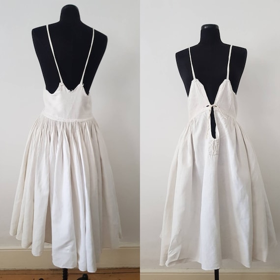 1930s Slovakian White Linen Folk Dress Traditional
