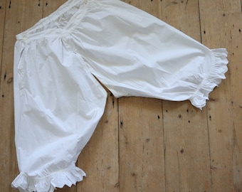 Antique French Bloomers White Cotton Edwardian Embroidery early 1900s knickers