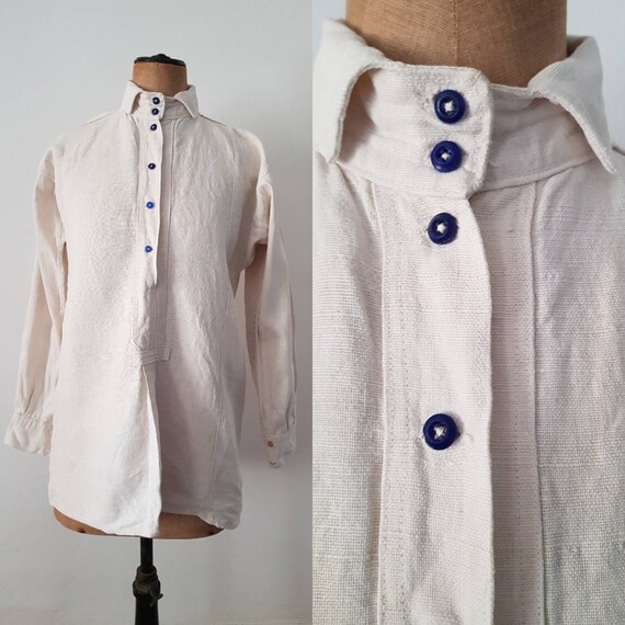 Romanian 1930s linen shirt traditional eastern Eur