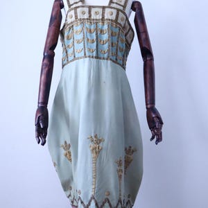 Antique 1880 French Opera PREMIER Costume AIDA Verdi Paris Egyptian Pastel Blue Sun Fade Gold 19th Century