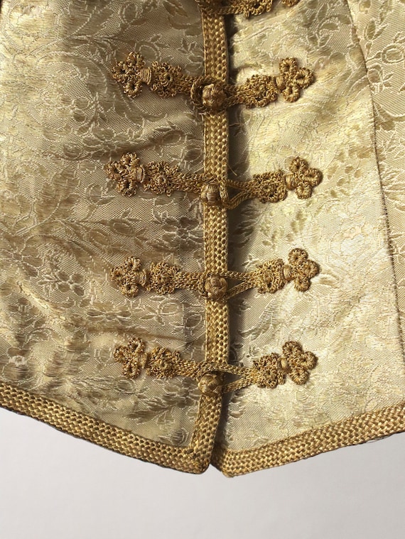 Antique 19th Century Gold Brocade Vest Metal Thre… - image 6