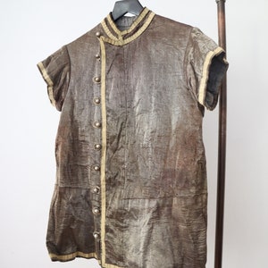 Antique Bronze Lamé Tunic Top French Opera Theatre Costume Metal Thread Chinese Style 1910s image 1
