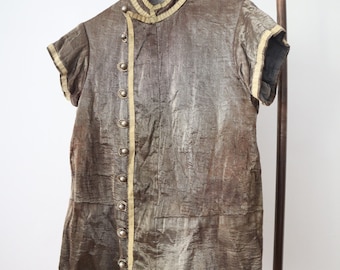 Antique Bronze Lamé Tunic Top French Opera Theatre Costume Metal Thread Chinese Style 1910s