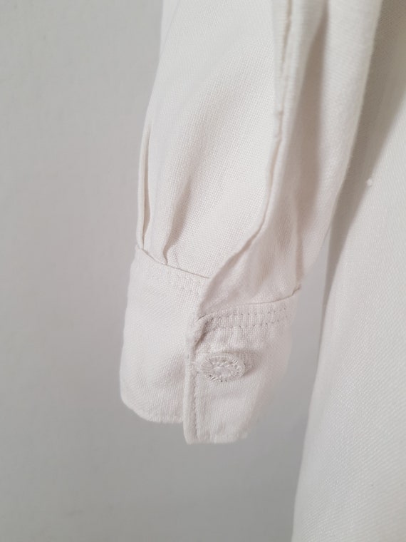 1930s Slovakian White linen shirt button collar t… - image 6