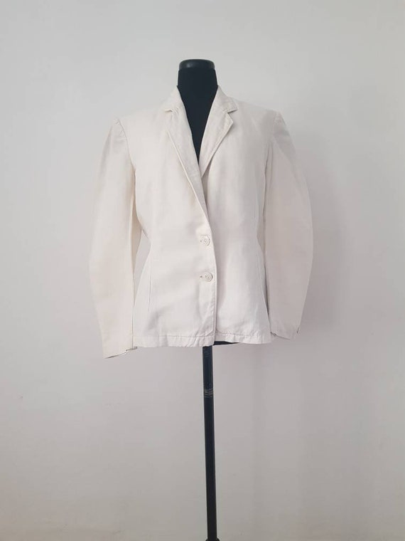 1930s French White Linen Blazer Jacket S
