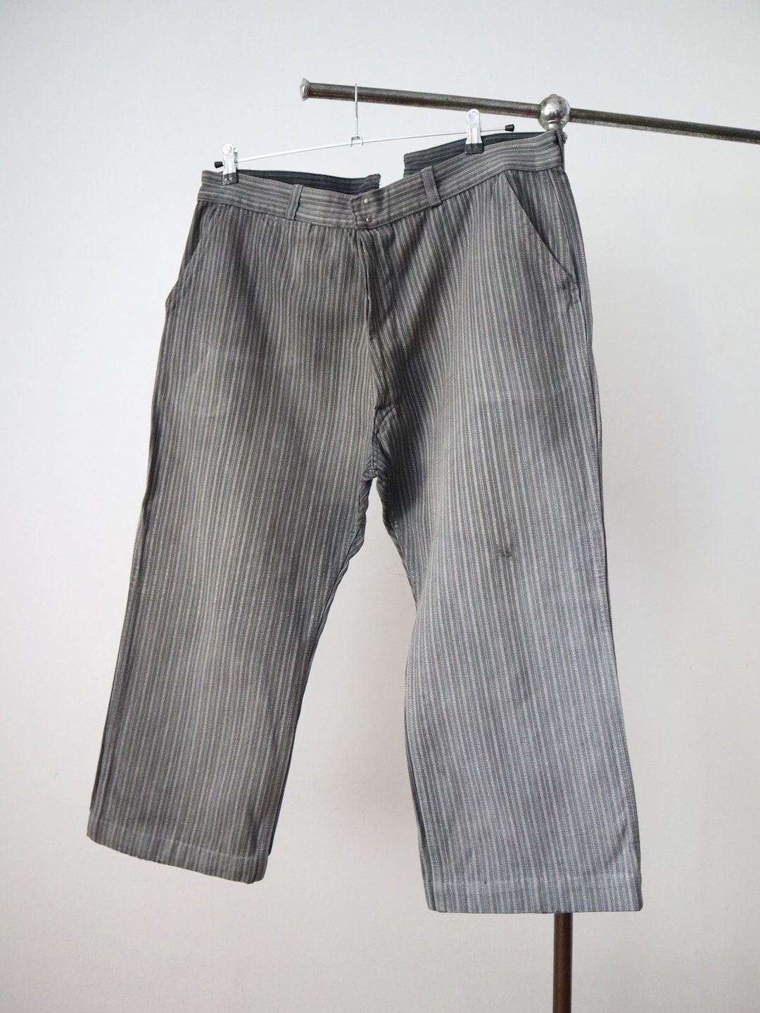 1940’s VINTAGE FRENCH STRIPE WORK PANTS Vintage French Striped Pants Workwear 1940s 1950s Gents