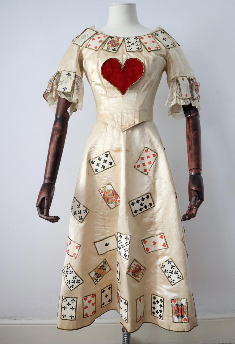 Queen of Hearts Costume: Antique Silk Belle Époque Masquerade Dress image 1