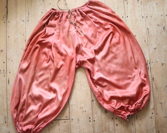 1920s French Rose Pink Satin Pantaloons Trousers Pants Theatre Costume