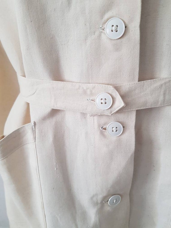 1940s French Military Long Cotton Jacket Pockets … - image 4