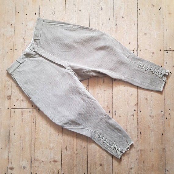 1950s French Breeches Tie Calves Woven Stone Workw