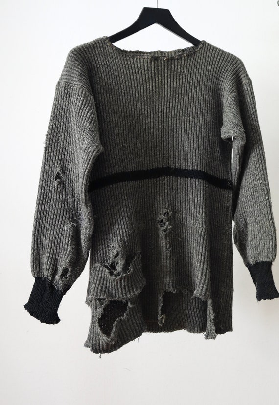 1930s 40s French Knitted Jumper Knitwear Pullover 