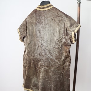 Antique Bronze Lamé Tunic Top French Opera Theatre Costume Metal Thread Chinese Style 1910s image 3