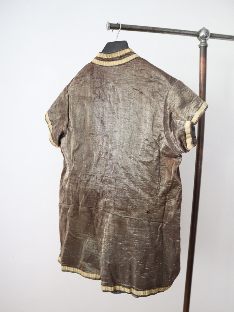 Antique Bronze Lamé Tunic Top French Opera Theatre Costume Metal Thread Chinese Style 1910s image 3