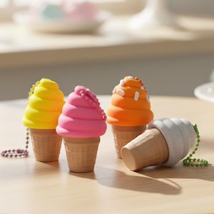 Fidget-Clicker Schlüsselanhänger – Eis-Becher, Kailh-Navy Switch, 3D-gedruckt