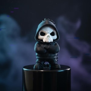 Chaveiro Fantasma – Minimalista, Impresso em 3D (Fantasma Urbano), Preto ou Rosa