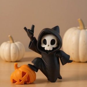 Grim Reaper op pompoen – Halloweenfiguur, 3D-print (Urban Ghost), ca. 10 cm