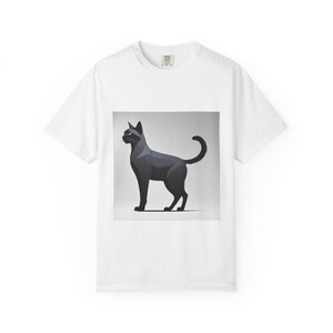 Minimalist Cat and Bird Unisex T-shirt, Animal Line Art Tee, Modern Artistic Graphic Shirt, Clean Elegant Top, Simple Drawing, Black White
