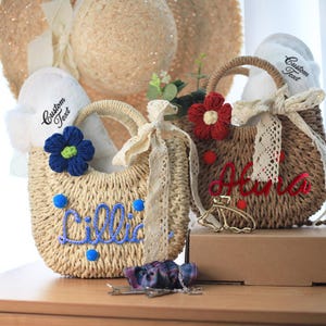 Personalisierte Brautjungfer Strohtasche - Benutzerdefinierte Strandtasche, Bachelorette Geschenkkorb, Hochzeit Gastgeschenk, handgewebte Geldbörse