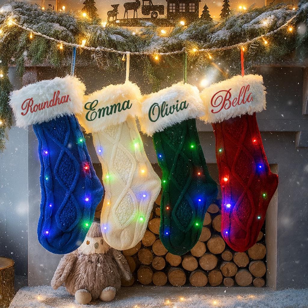 Decorative Amputee Sock - Christmas Lights Design, 3-Ply For BTKA Residual Limb Comfort