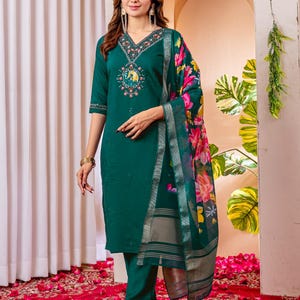 Presenting Beautiful festive wear kurti pant and dupatta Readymade embroidered Kurta Pent Indian Salwar Kameez Pakistani Eid Suits Stitched