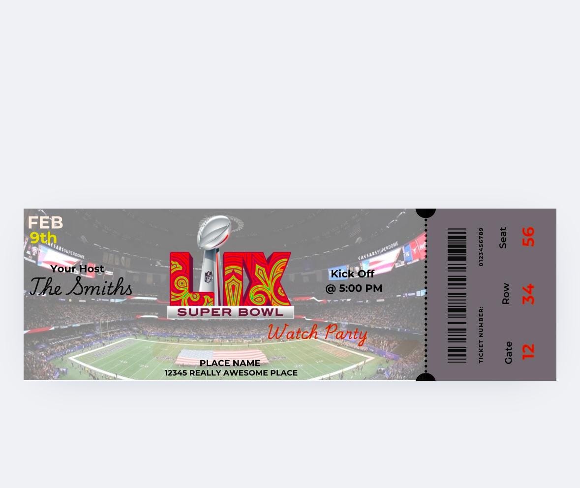 Editable Super Bowl 2025 Invite L Super Bowl Watch Party Template ...