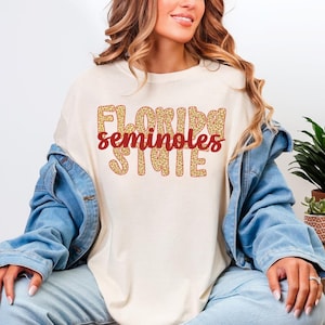 Florida State Seminoles Cheetah Letters Graphic Tee, FSU Comfort Colors Tee, Seminoles Graphic Tee, Florida State Gameday Tee, Gameday Fit