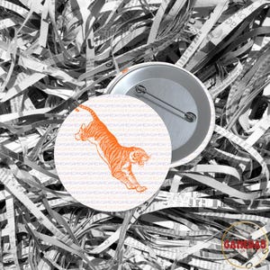 Tiger Gameday Button: Clemson Inspired Stripe Design