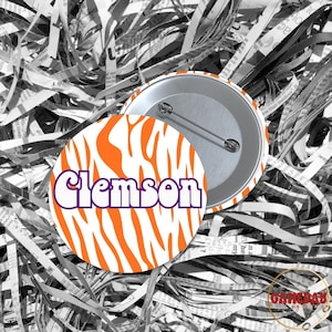 Clemson Tigers Button: Groovy Tiger Stripes Gameday Accessory
