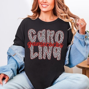 Carolina Gamecocks Cheetah Print Tee: Comfort Colors Gameday Shirt