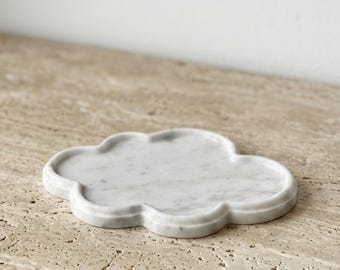 Calacatta Marble Cloud Tray, Organic Modern Vanity Jewelry Dish