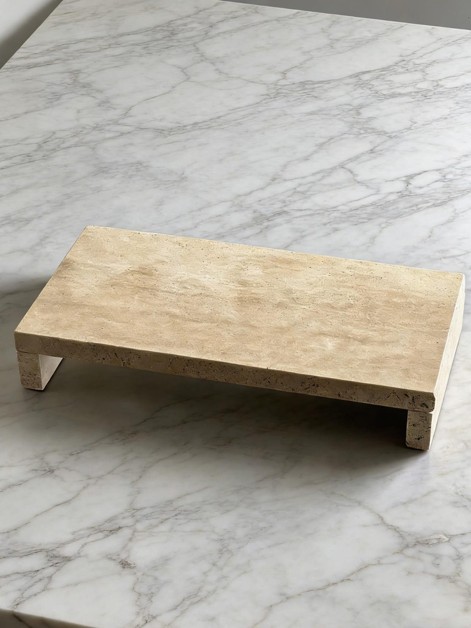 Beige Travertine Marble Riser - 10, 12, 14" Kitchen & Bath Pedestal - 10 Inches