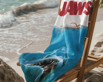 Retro Shark Beach Towel | Classic Ocean Thriller Gift for Summer Lovers