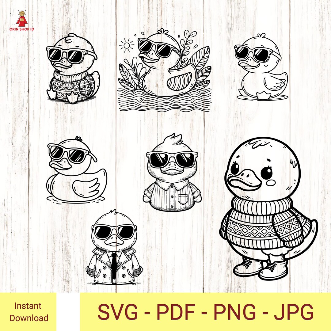 Duck With Sunglasses Svg & Png, Rubber Duck Clipart, Duck Vector Image ...