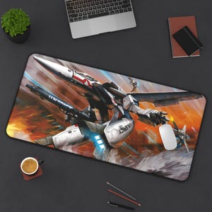 Retro Sci-Fi Mecha Desk Mat | Wings of the Valkyrie | Anime Robot Gaming Mouse Pad