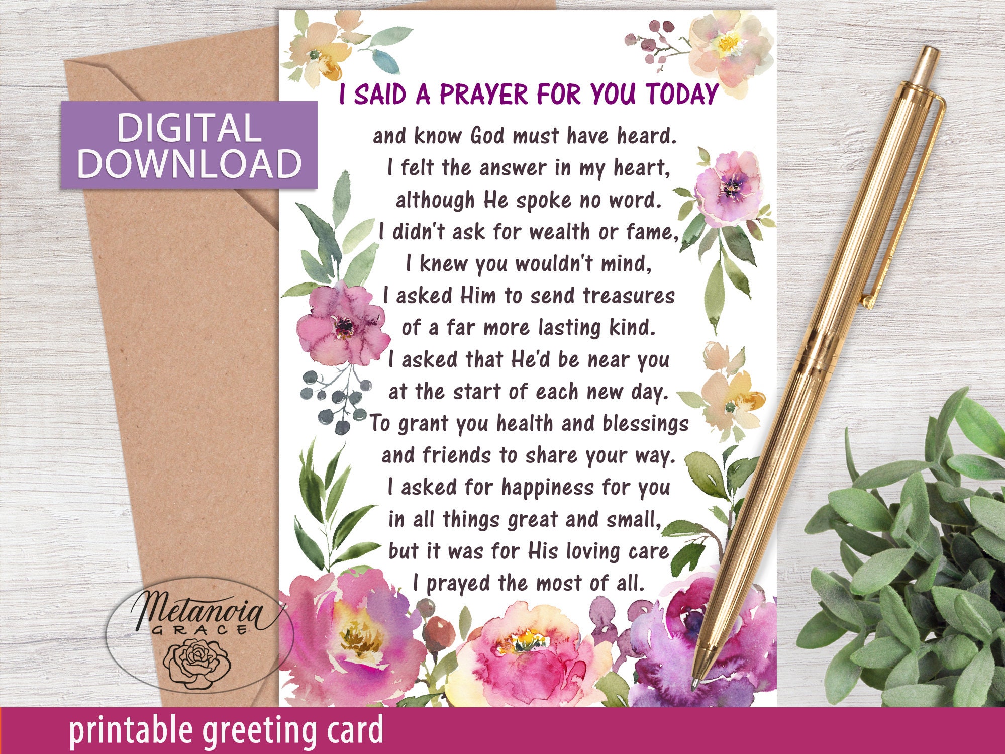 I Said a Prayer for You Today Prayer for Friend Greeting - Etsy UK