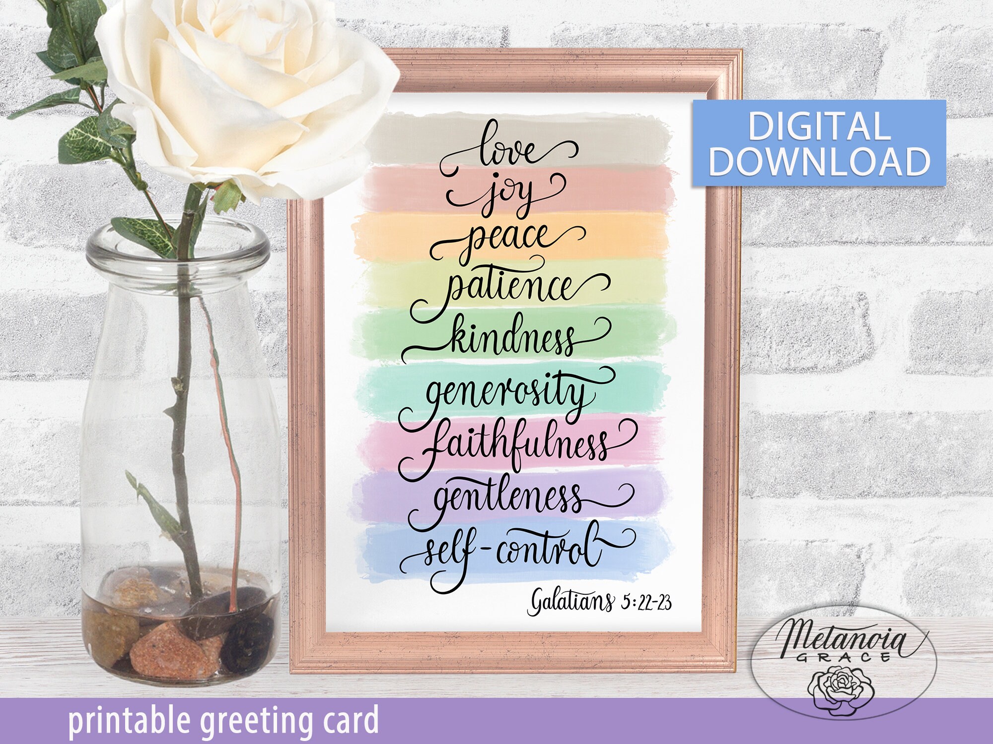 Fruits of the Spirit Printable Card Galatians 5: 22-23 - Etsy UK