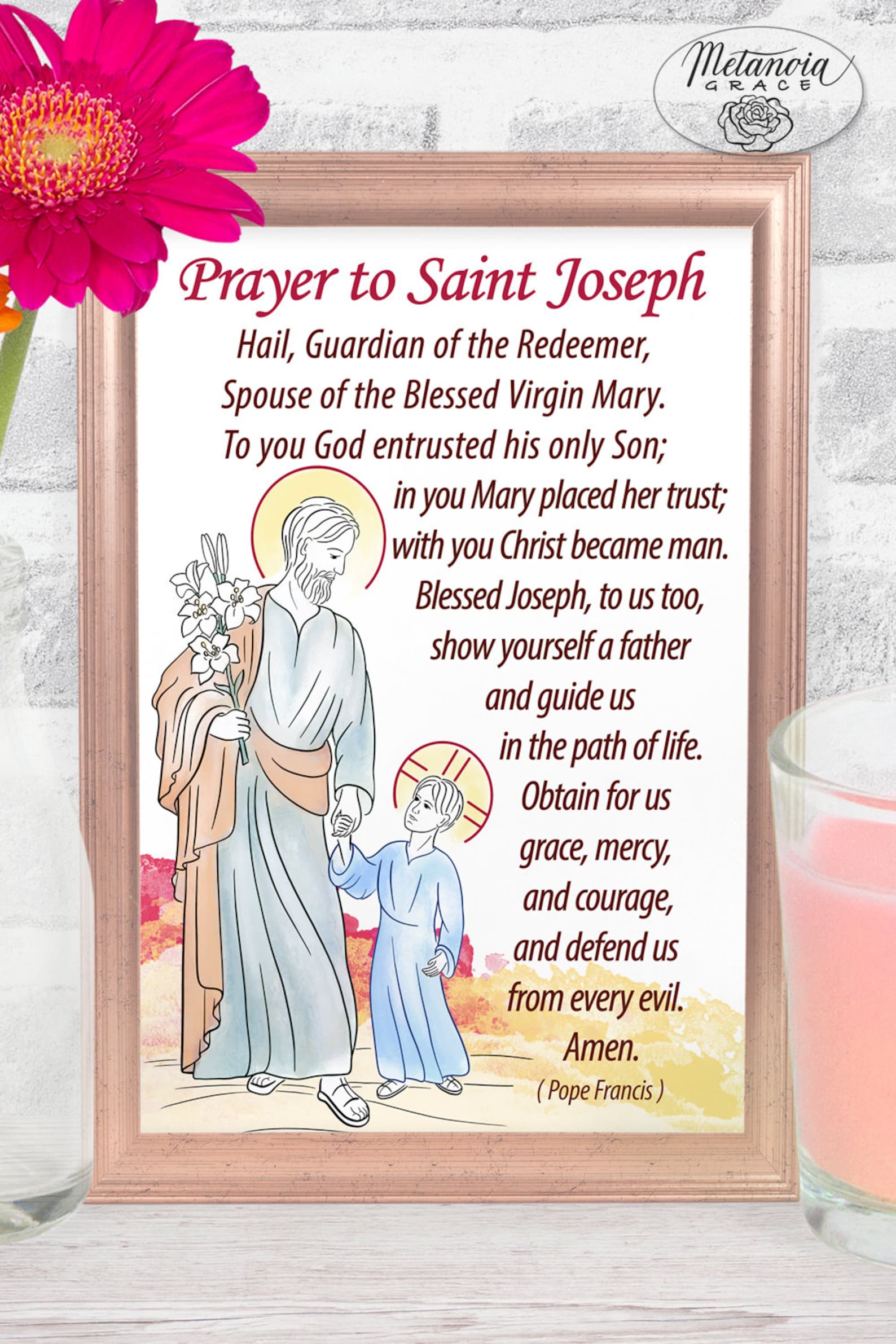 Saint Joseph Prayer Card Printable Prayer Card Pope Francis | Etsy
